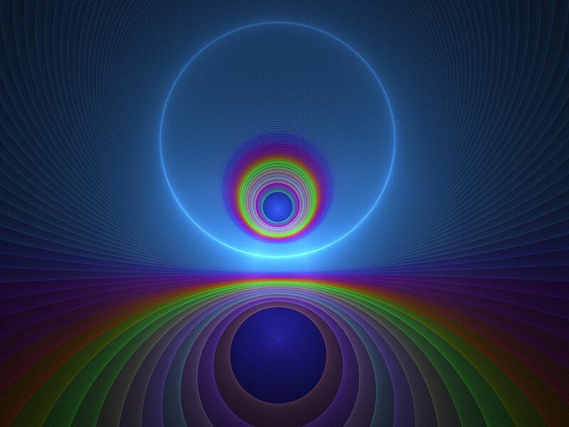 Concentric Rainbow Rings — Blue