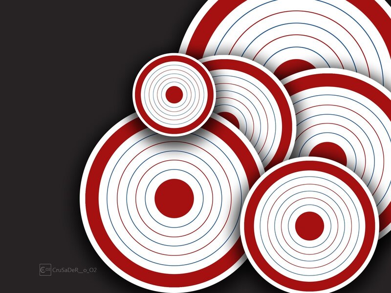 concentric red and white circles