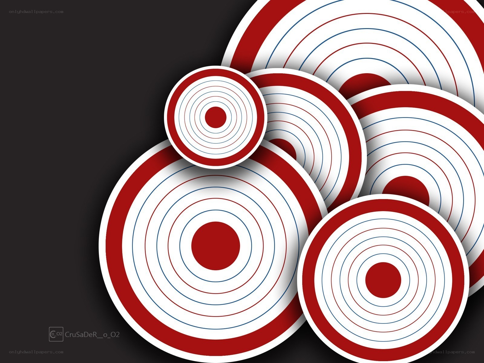 concentric red and white circles
