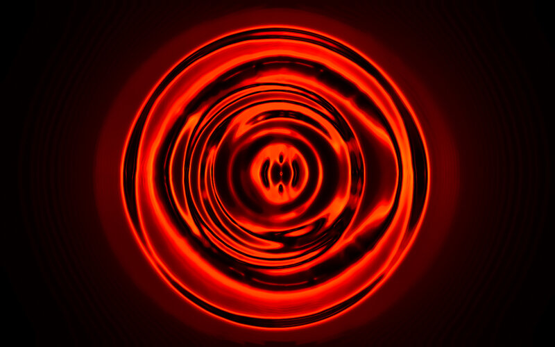 concentric red light rings
