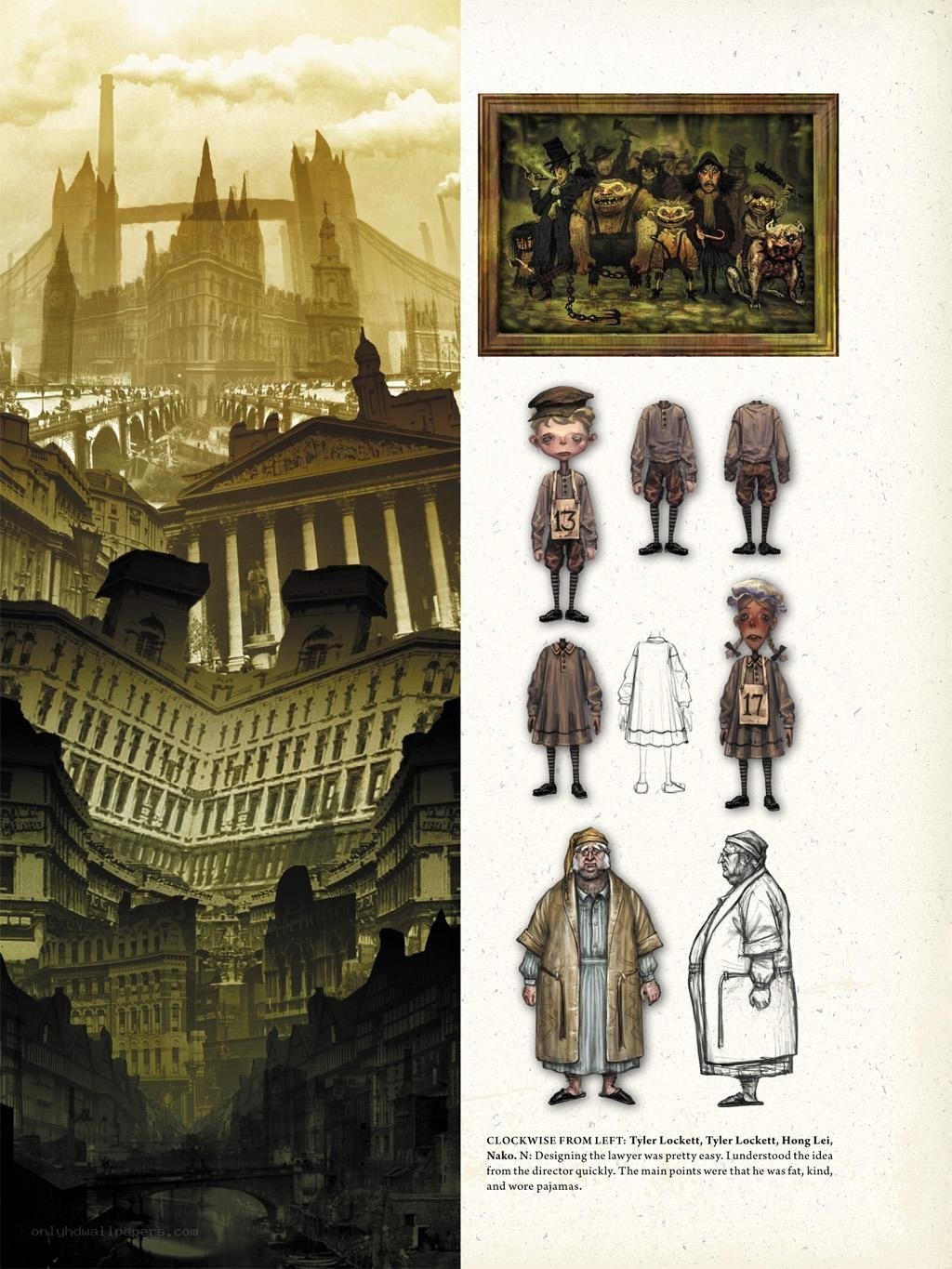 Concept art for a steampunk city