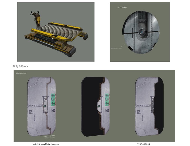 Concept art for sci-fi dolly and doors