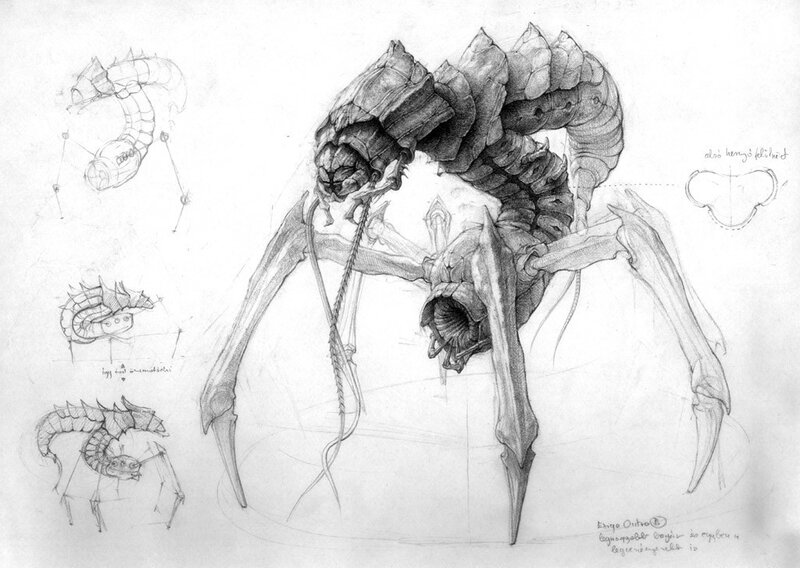 Concept art of a biomechanical creature
