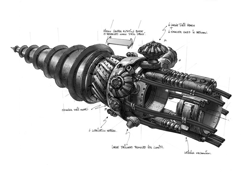 Concept art of a drill weapon