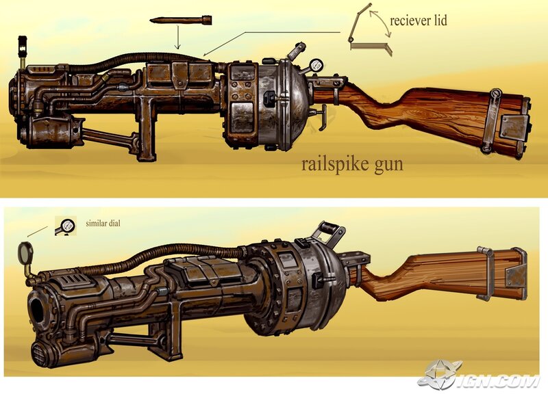 Concept art of a railspike gun
