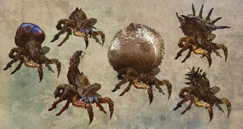 Concept art of alien arthropods