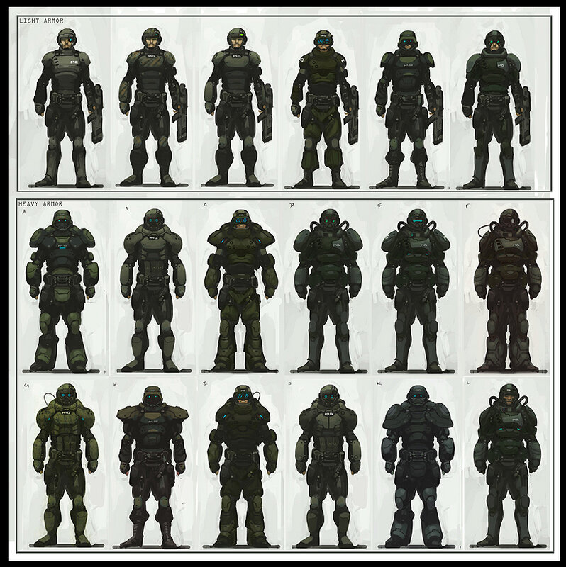 Concept art of armored soldiers