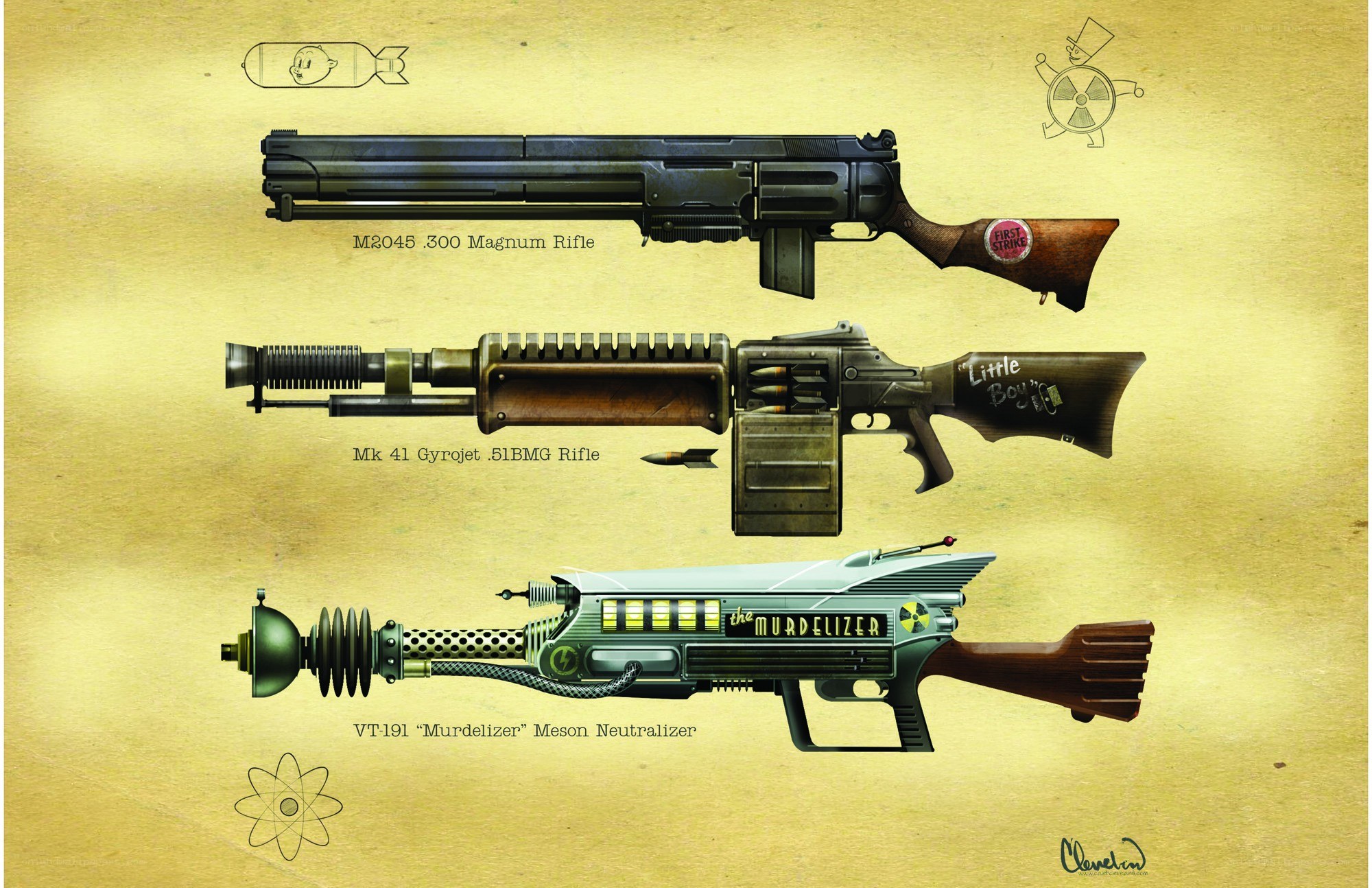 Concept art of sci-fi weapons