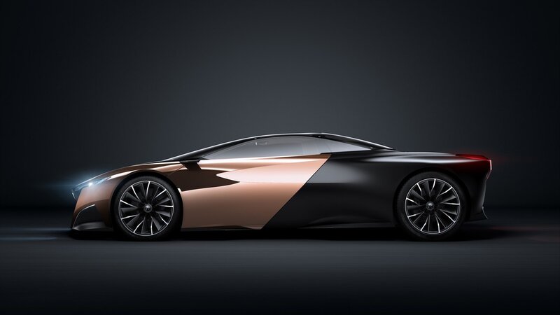 Concept Car — Black, Dramatic, 3d Render, Headlight, Wheel, Bronze