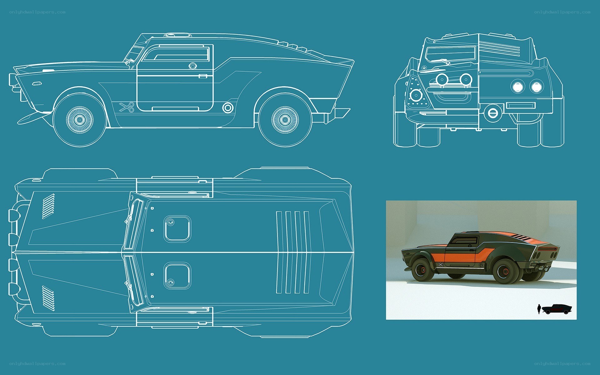 Concept car design blueprint
