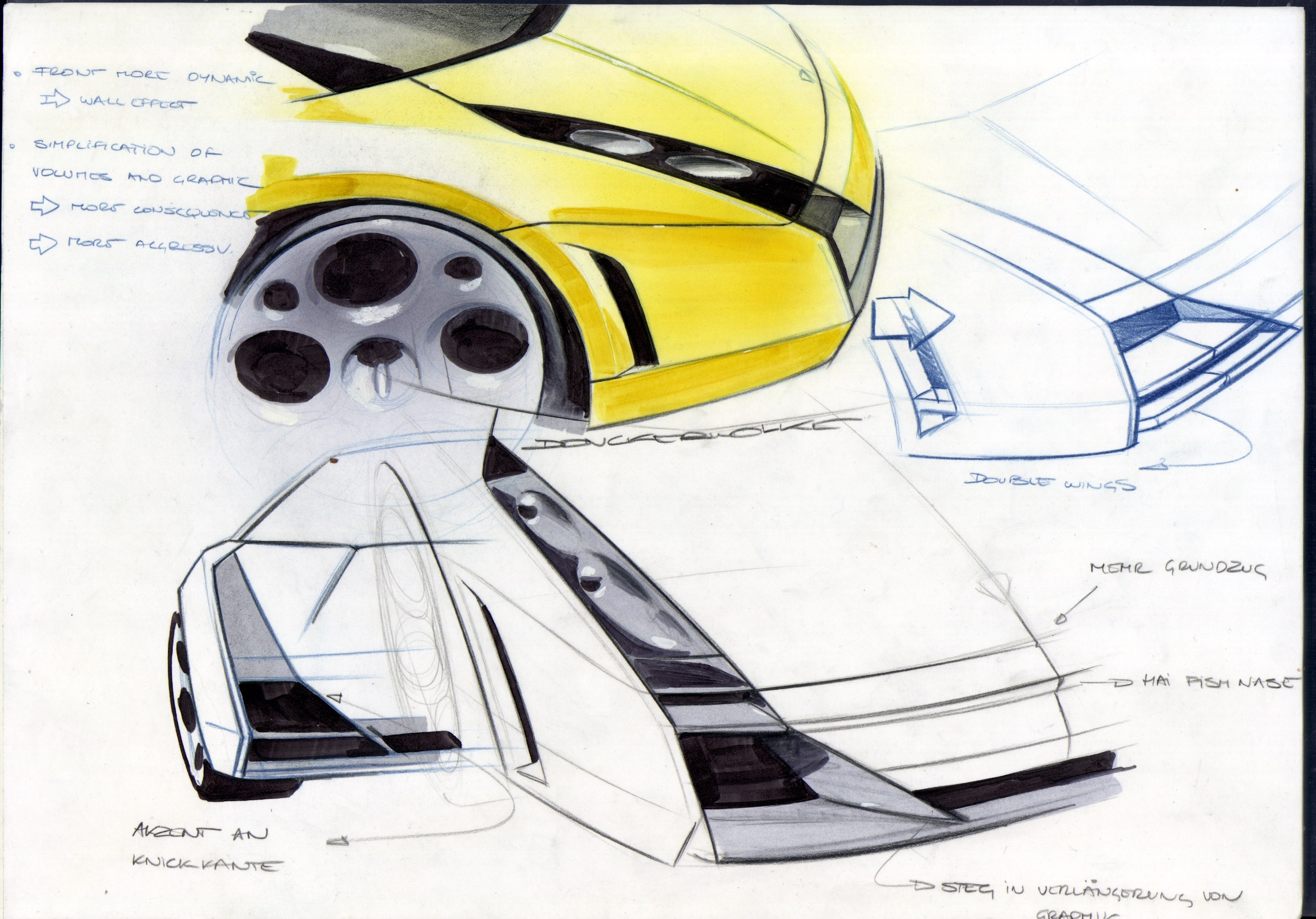 Concept car design sketches