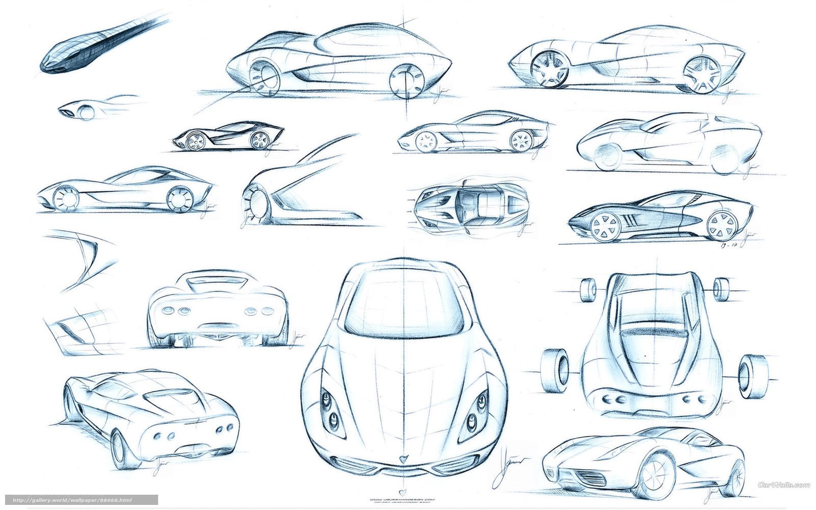 Concept car design sketches