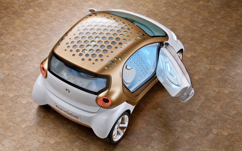 Concept Car from Above — White, Futuristic