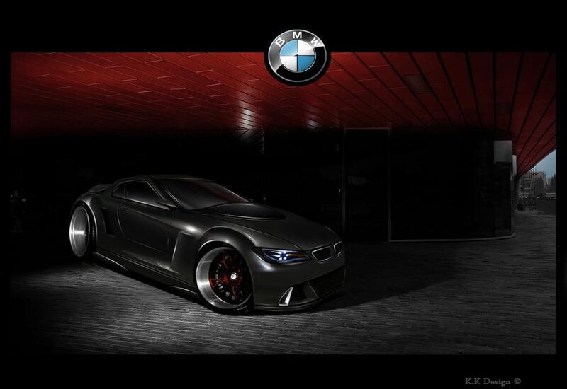 Concept car in a dark garage