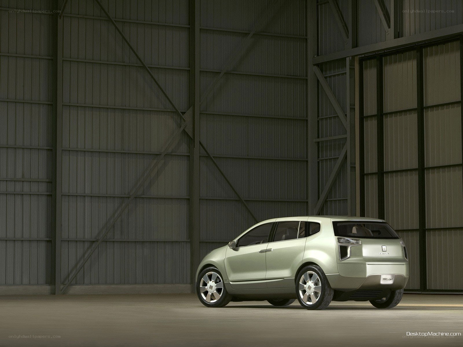Concept car in a hangar