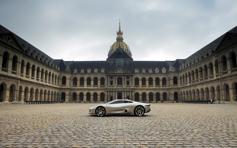 Concept car in courtyard