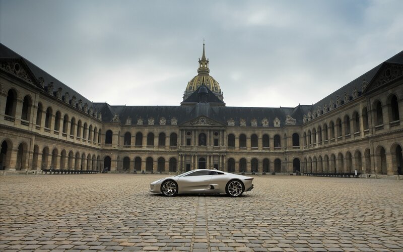 Concept car in courtyard