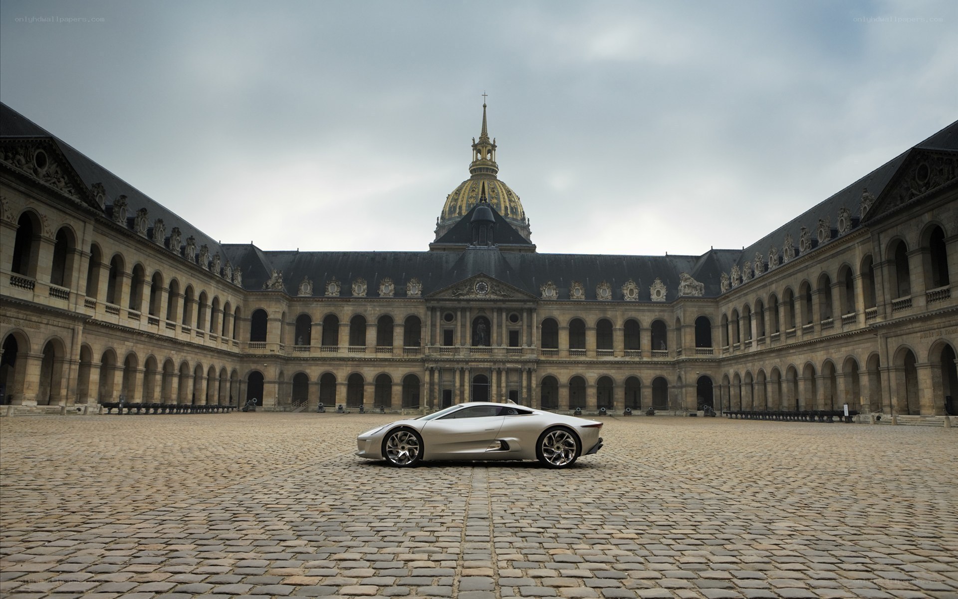 Concept car in courtyard