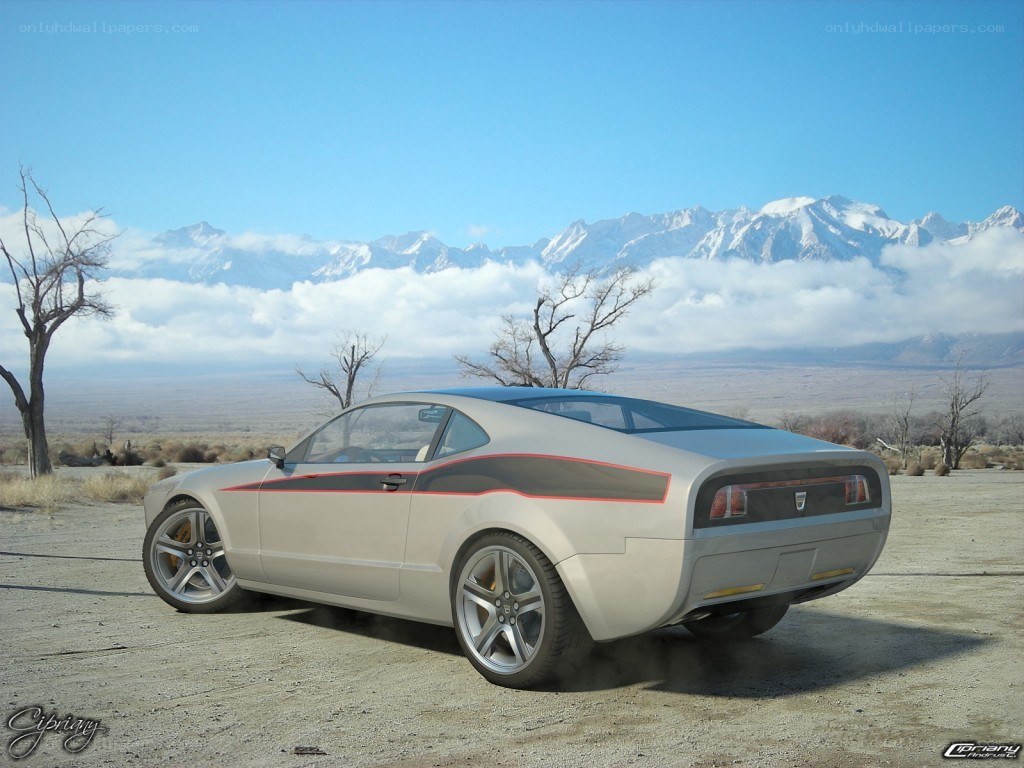 Concept car in desert landscape