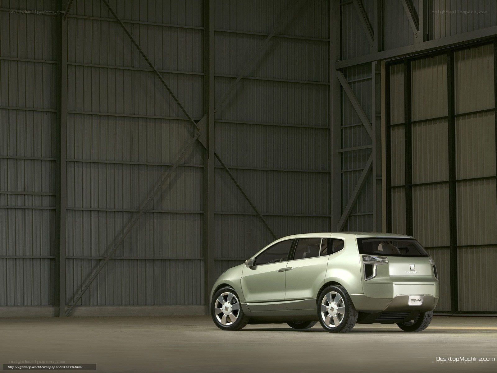 Concept car in hangar