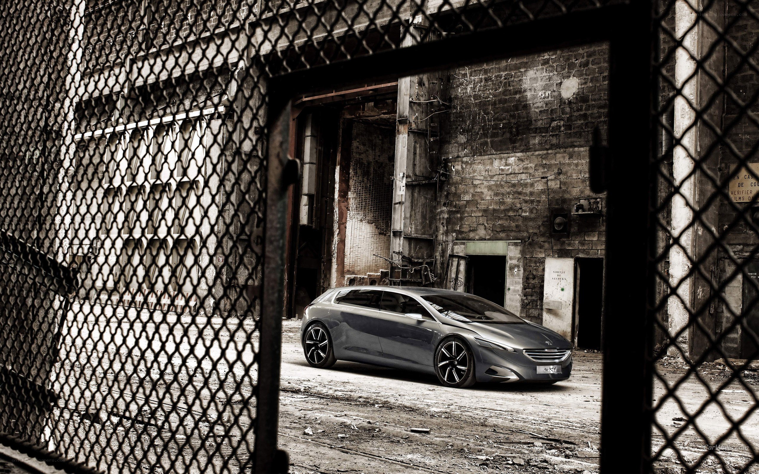 Concept car in industrial setting