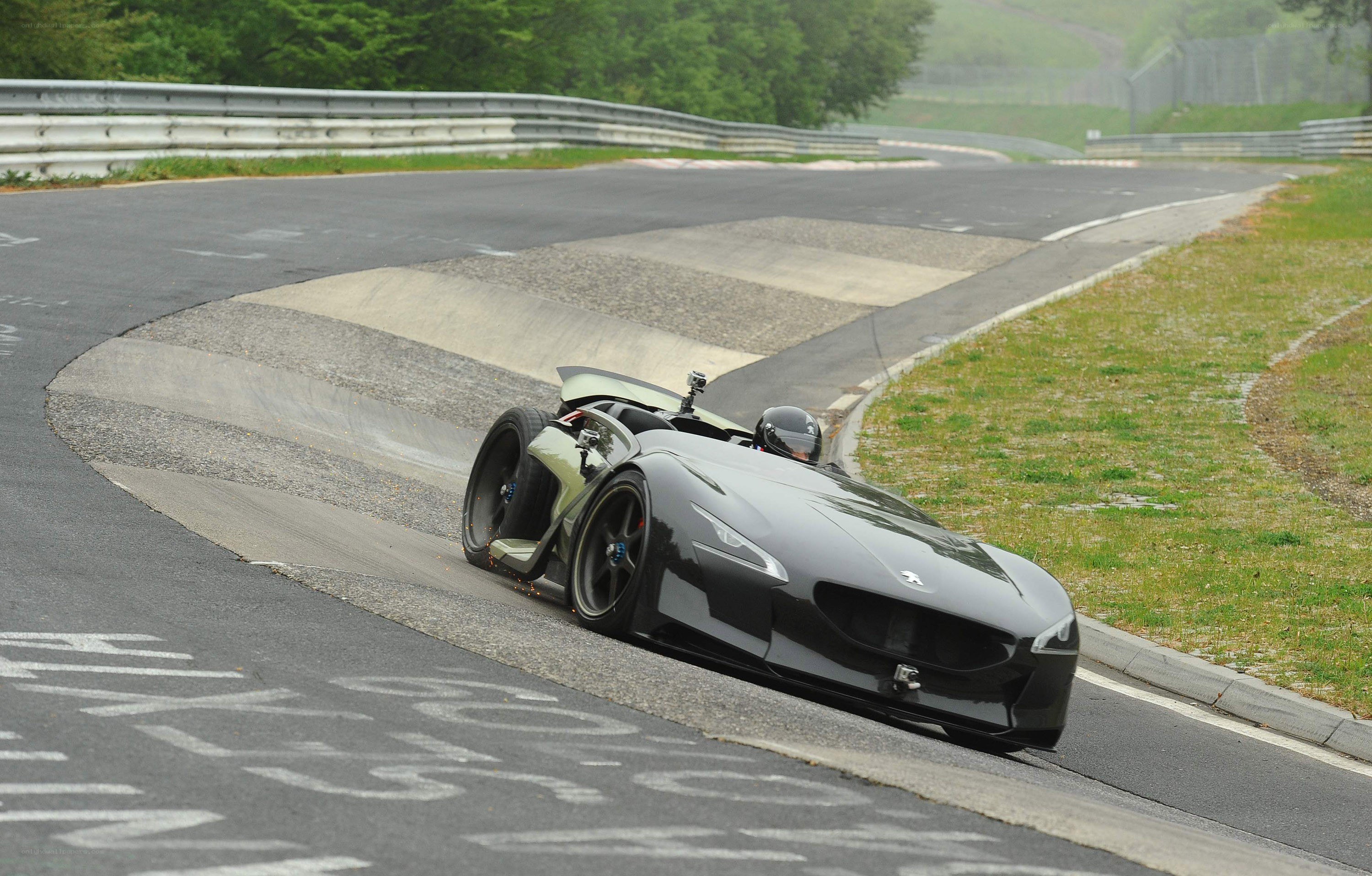 Concept car on racetrack