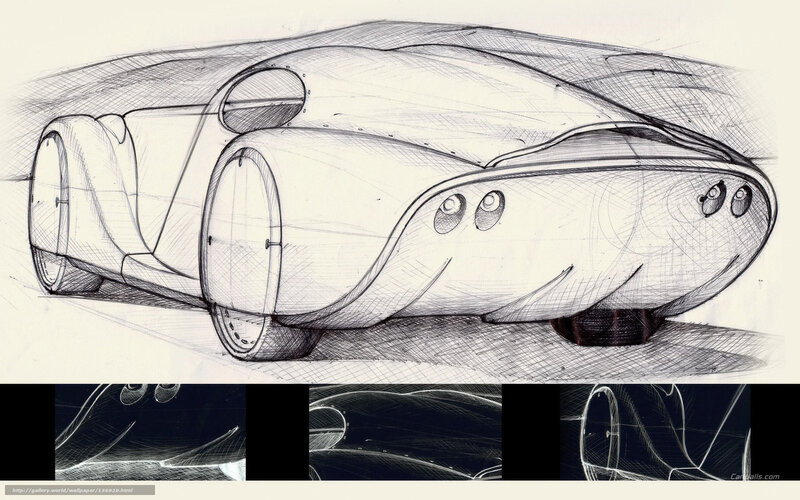 Concept Car Sketch — Black, Detailed