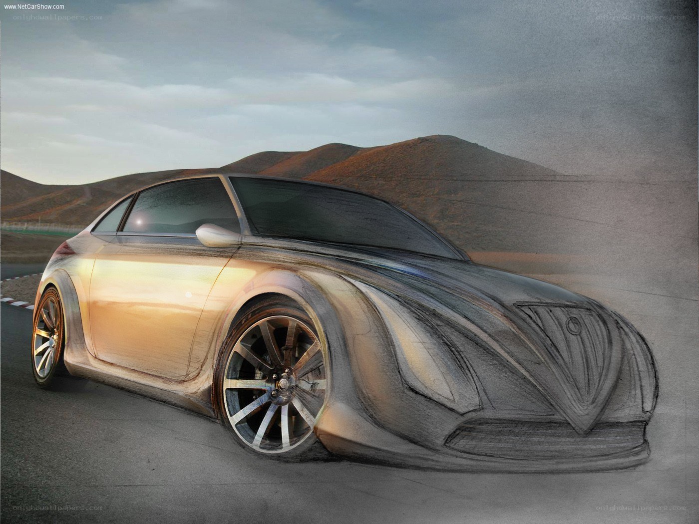 concept car sketch on track