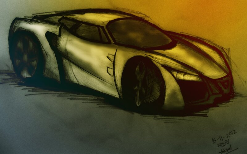 Concept Car Sketch — Yellow