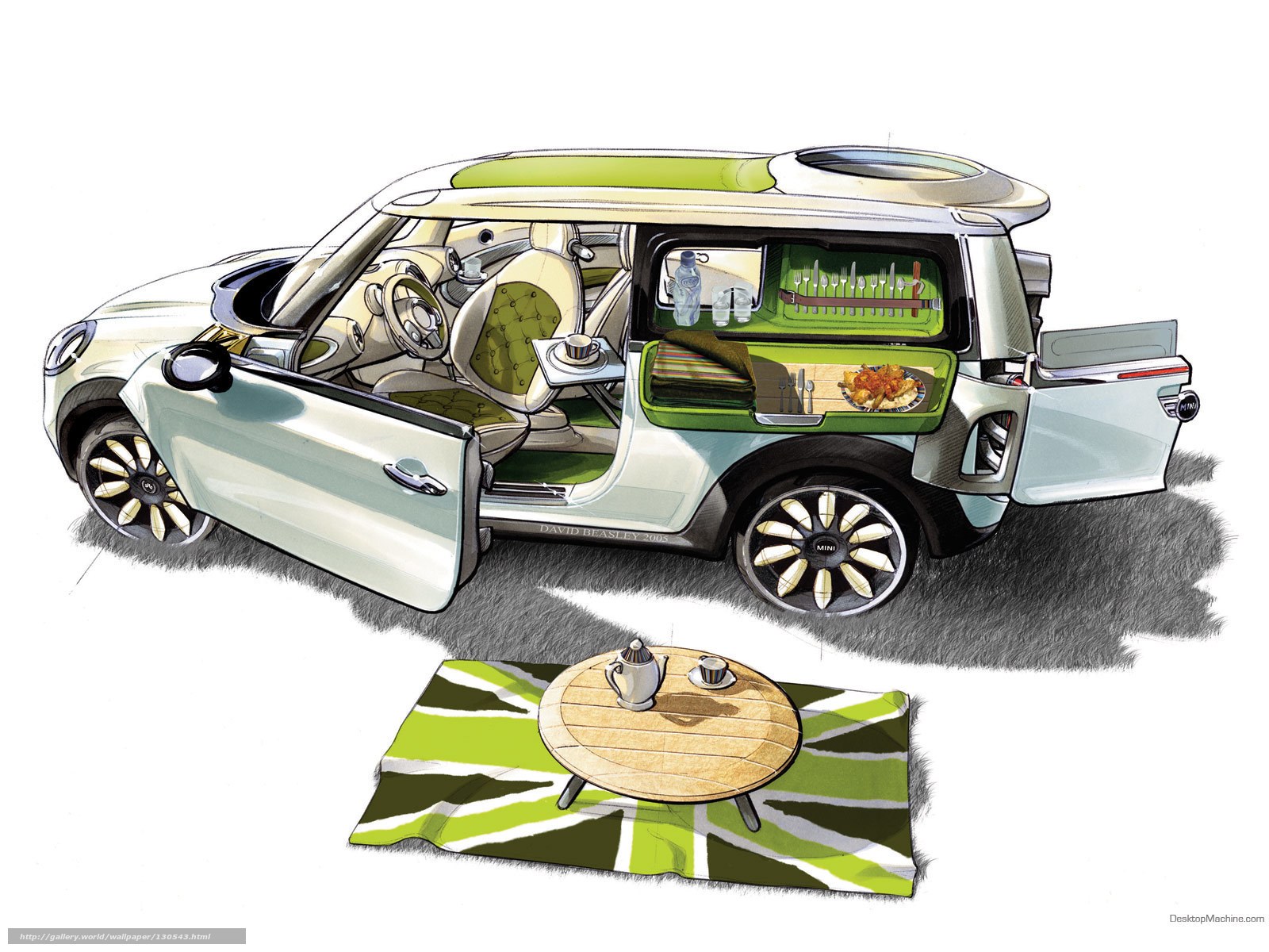 Concept car with picnic setup