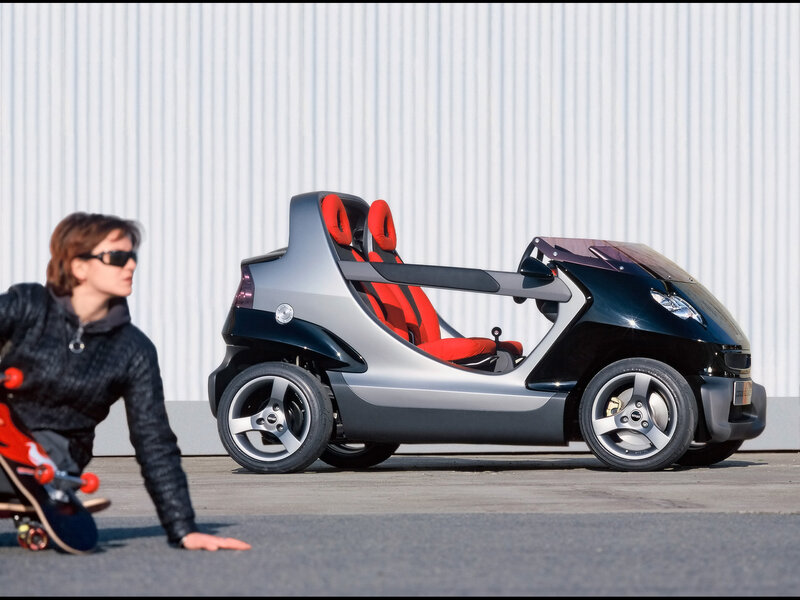 Concept car with skateboarder