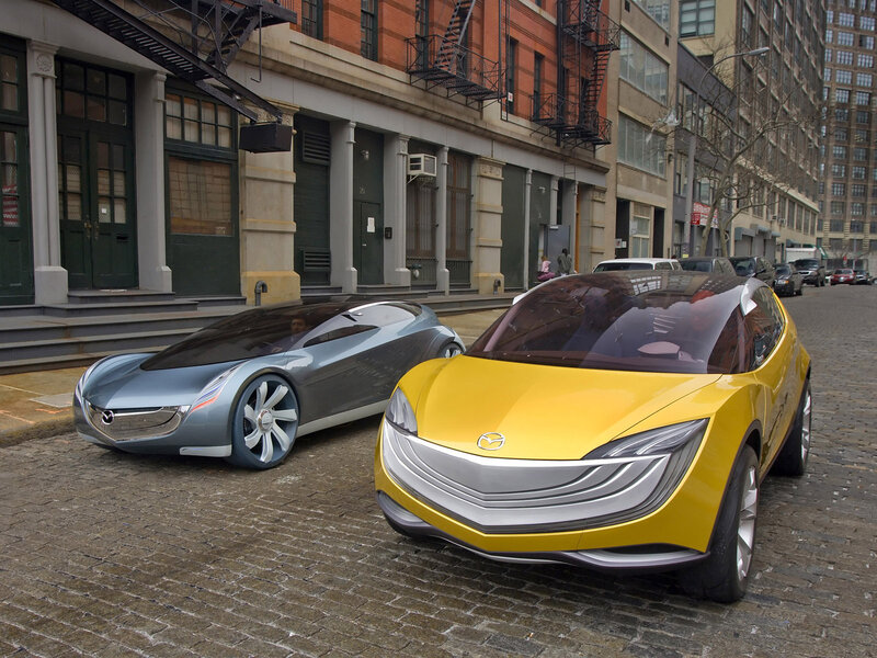 Concept cars on a city street