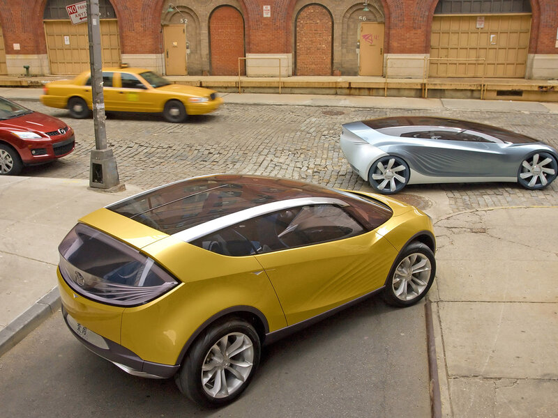 Concept cars on city street