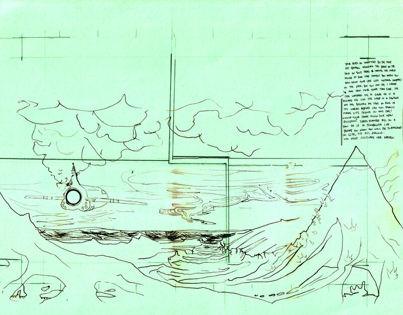 Concept sketch of underwater scene