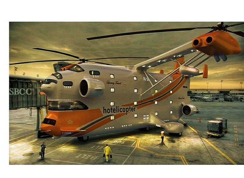 Conceptual hotelicopter at airport