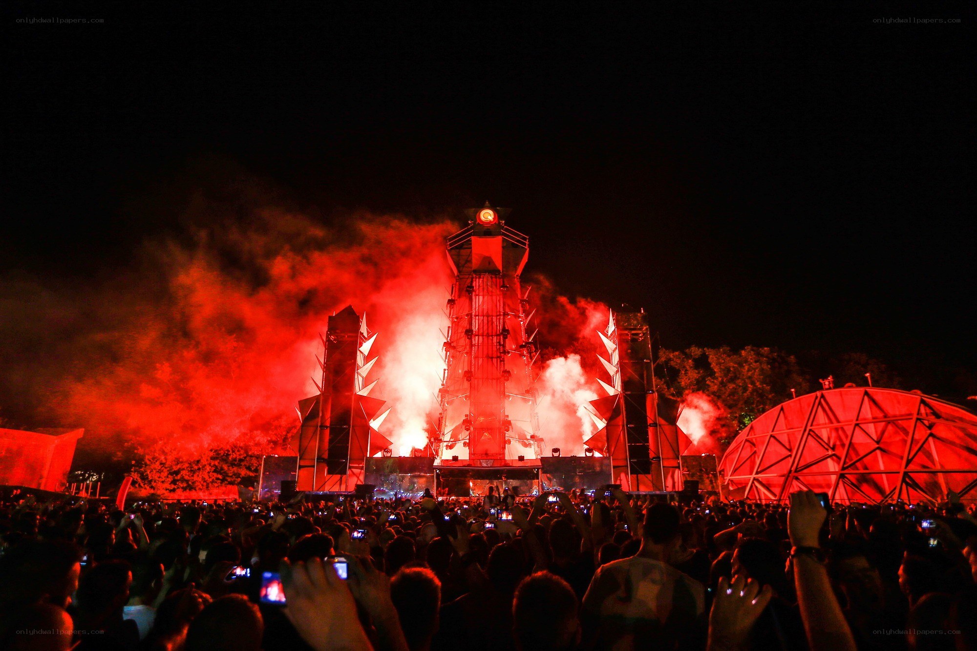 Concert crowd at night