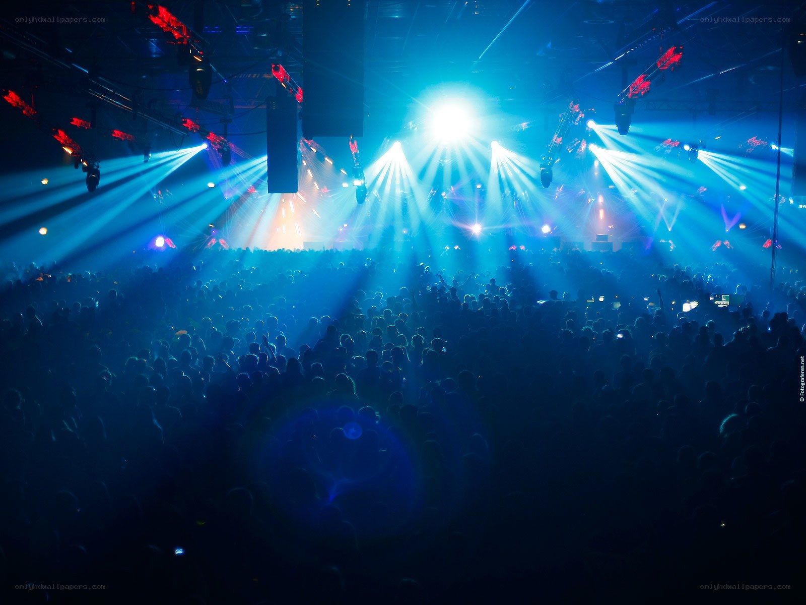 Concert crowd under blue lights