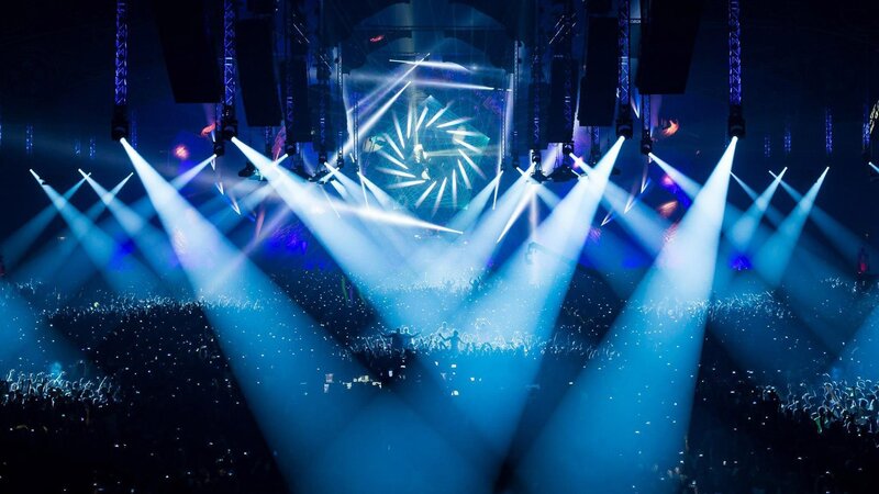 Concert Crowd under Lights — Blue