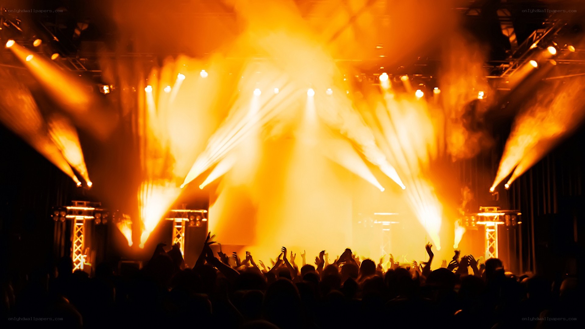 Concert crowd with bright lights