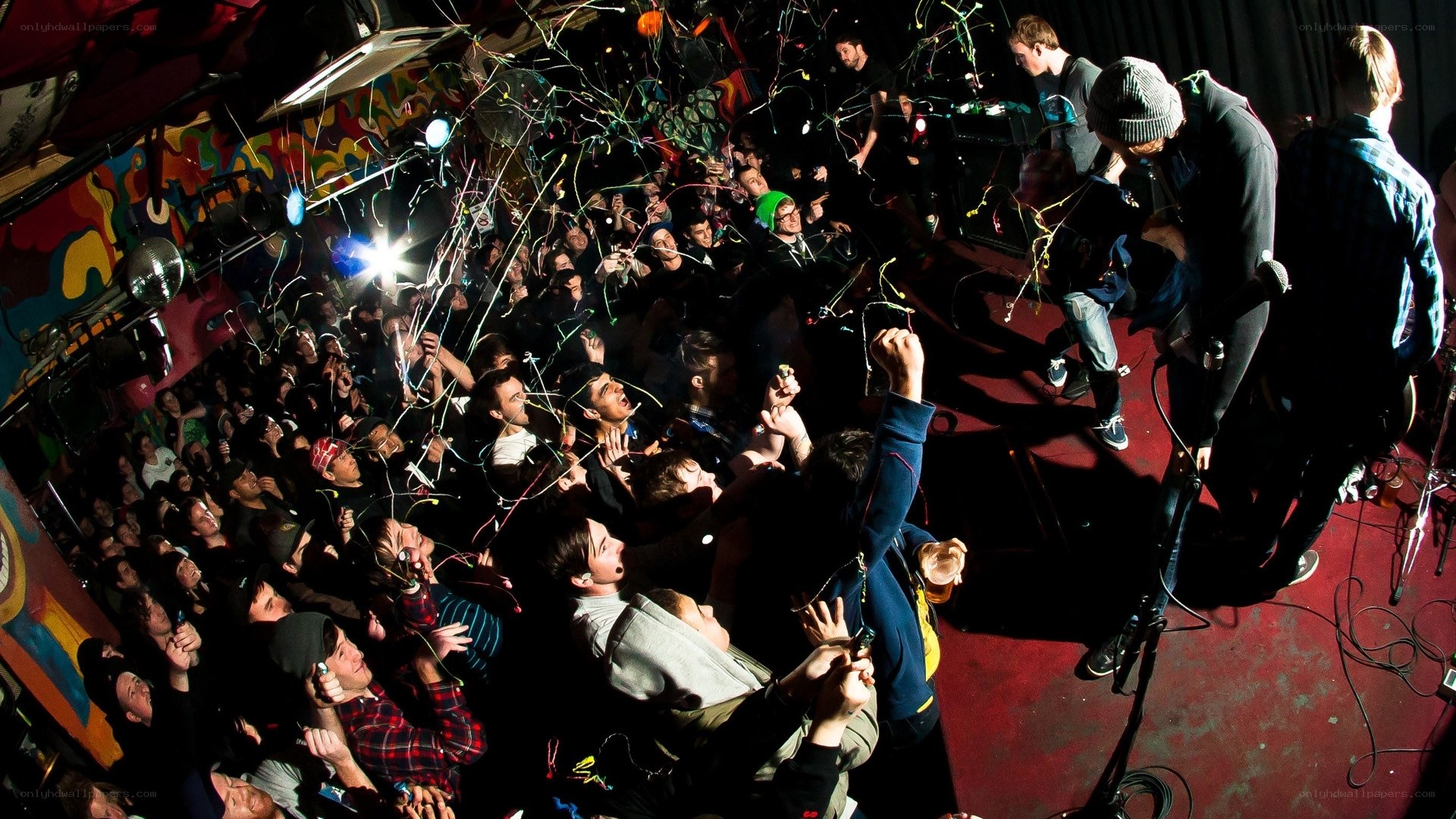Concert crowd with confetti