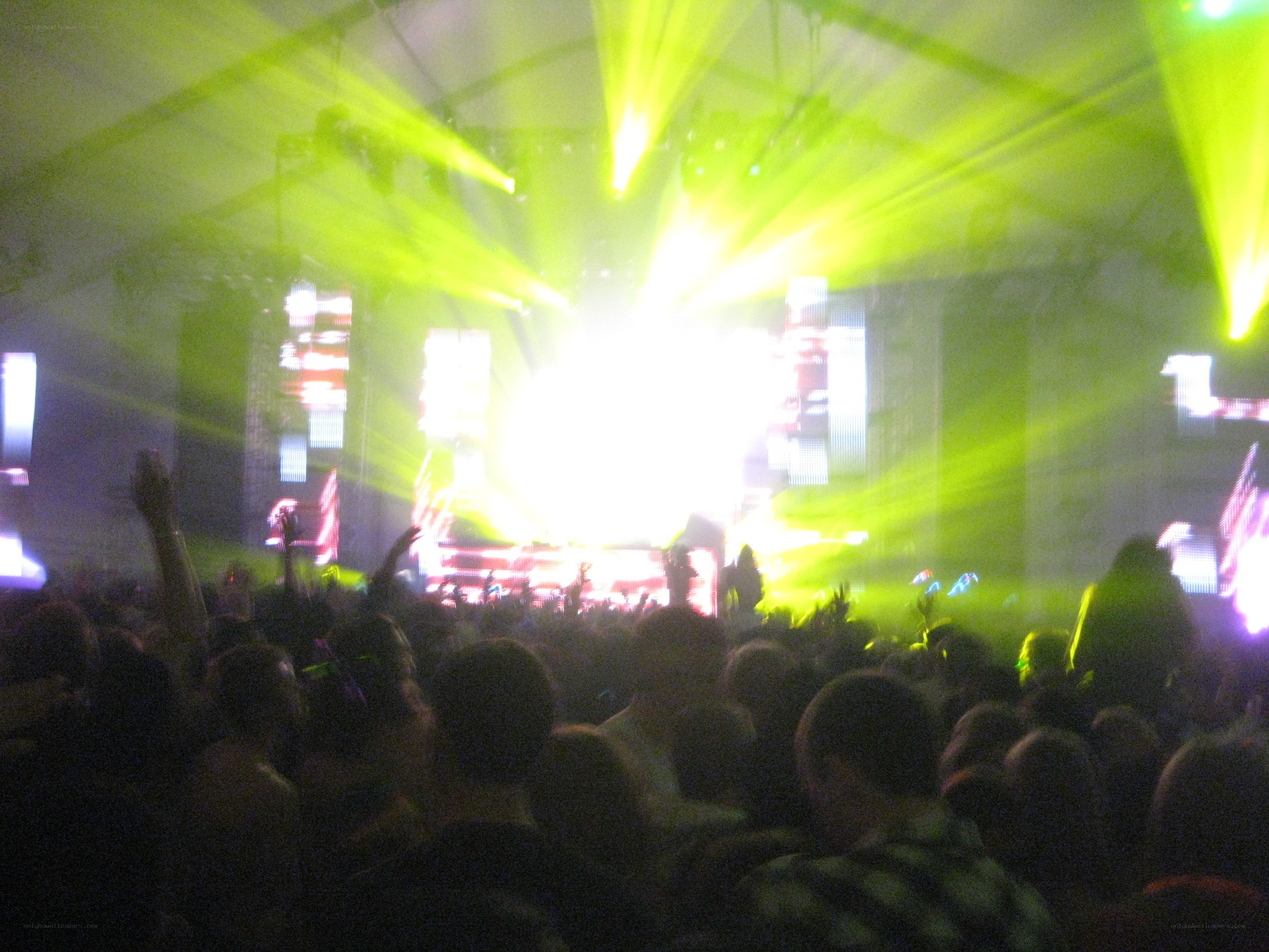 Concert crowd with green lights