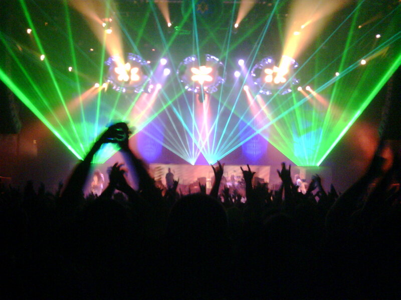 Concert crowd with laser lights