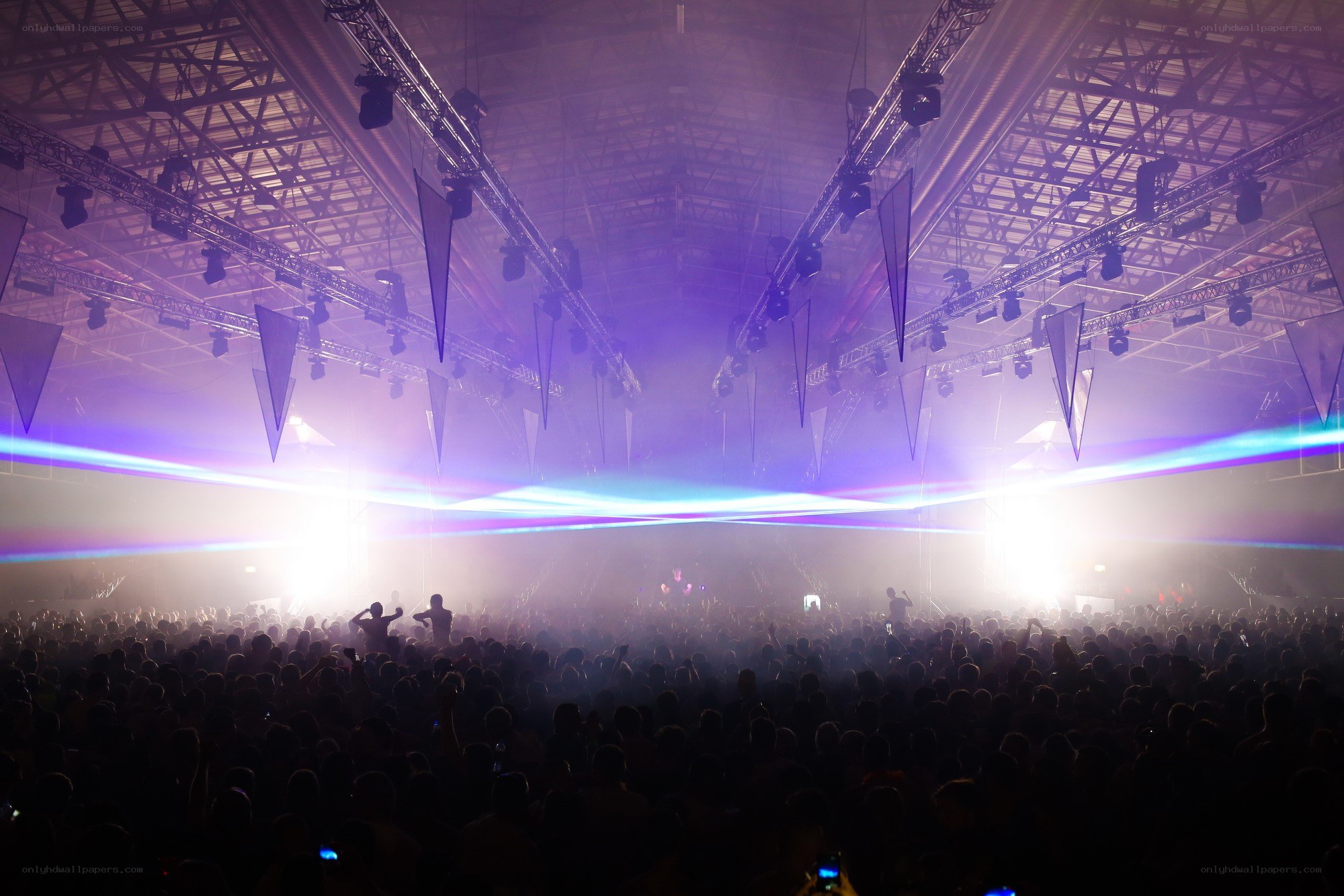 Concert crowd with laser lights