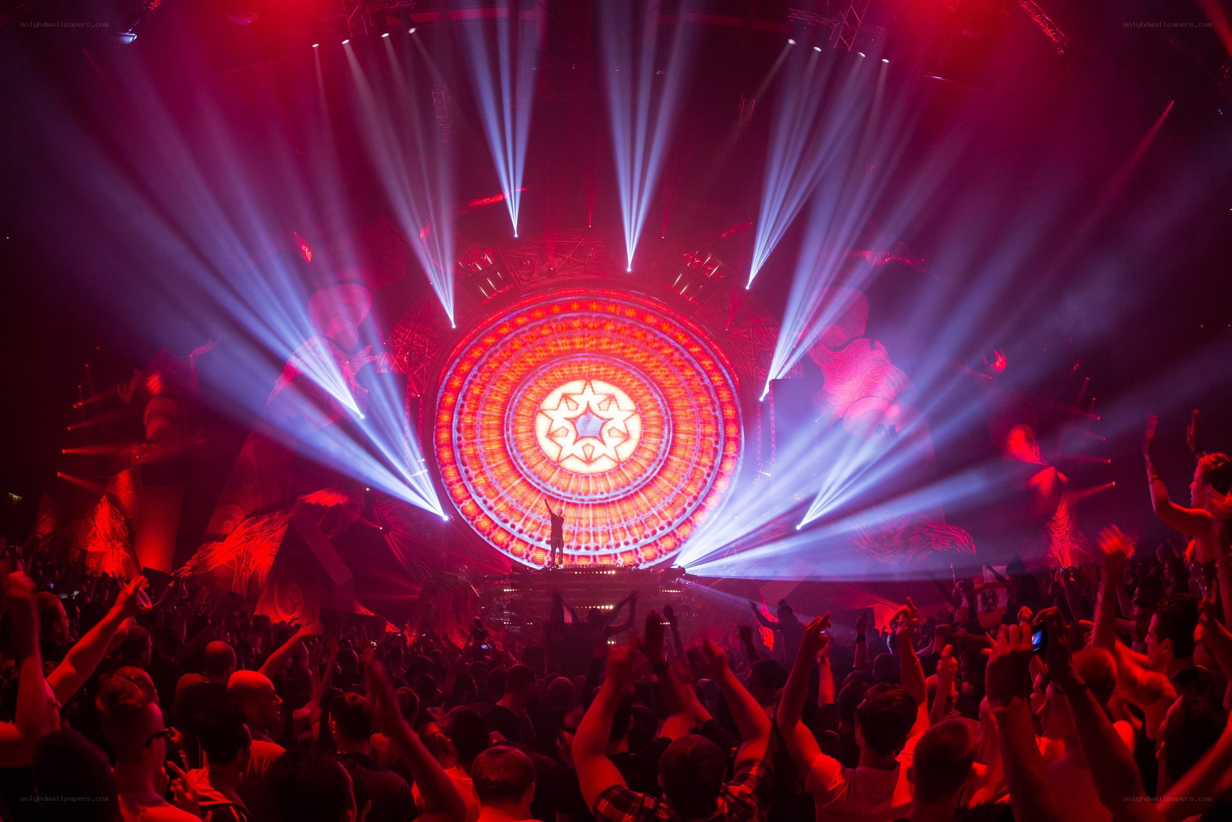 Concert crowd with laser lights