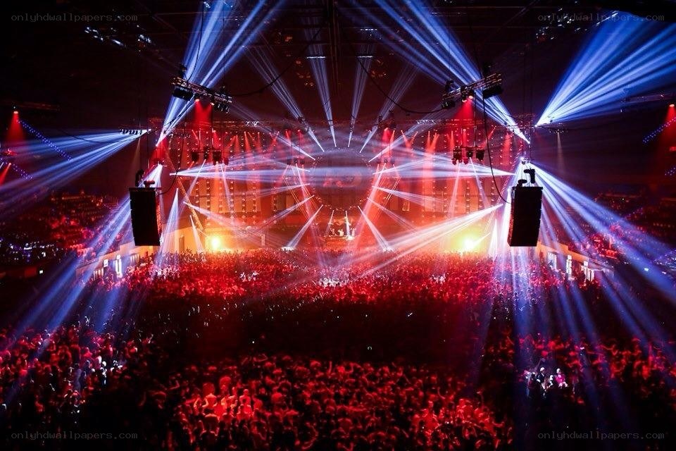 Concert crowd with laser lights
