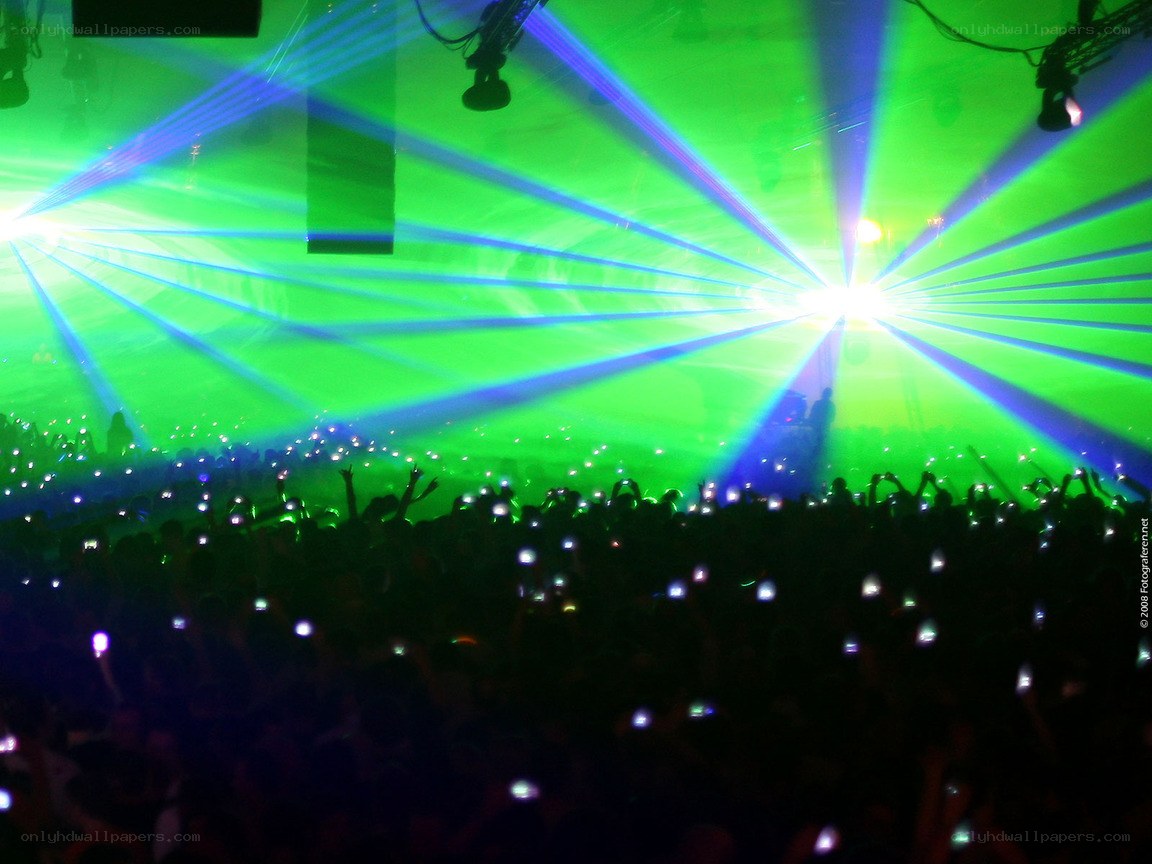 Concert crowd with laser lights