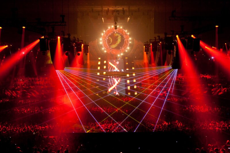 Concert Crowd with Lasers — Red