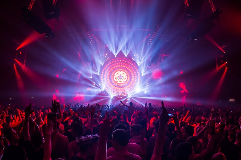 Concert crowd with lights