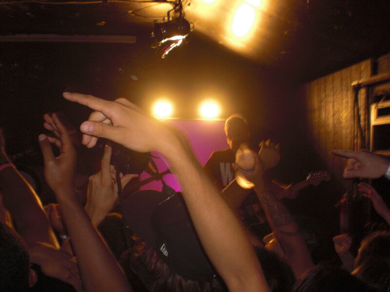 Concert crowd with raised hands