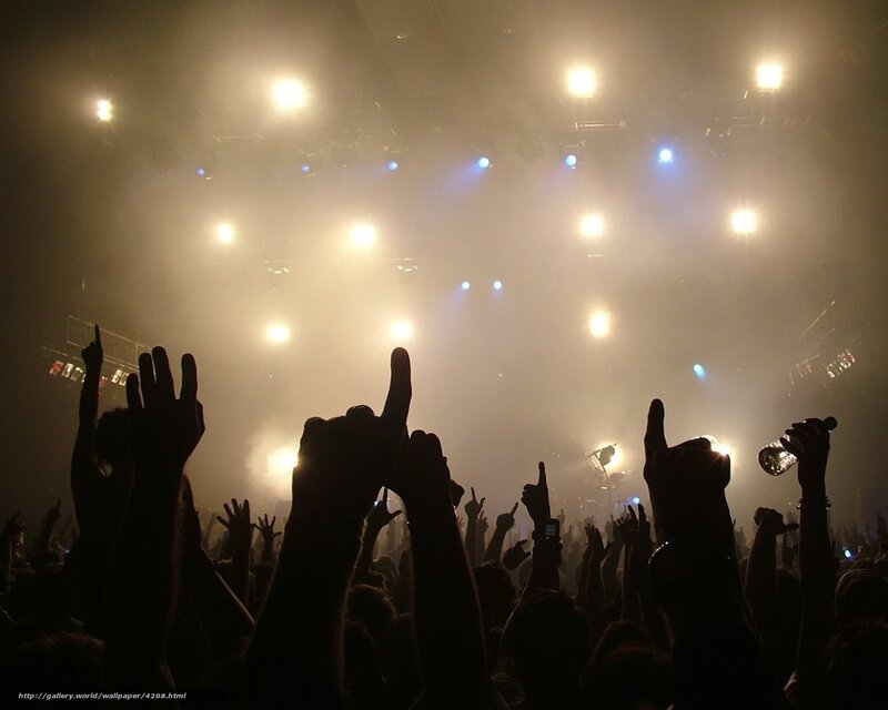 Concert crowd with raised hands